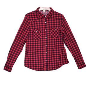 Passport Women's XL Red Buffalo Plaid Flannel Pearl Snap Country Western Shirt
